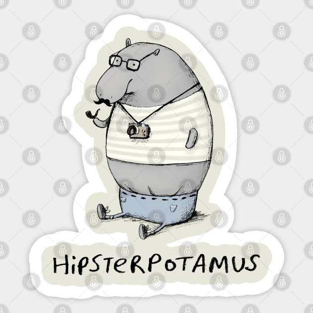 Hipsterpotamus Sticker by Sophie Corrigan